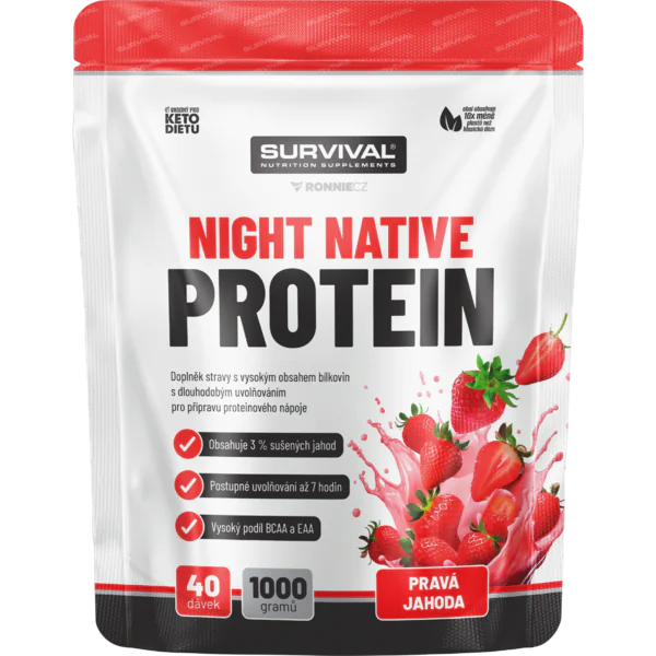 Night Native Protein - 1000 g, pravá jahoda